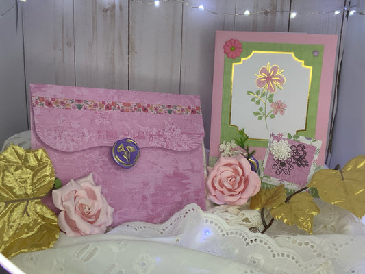 Pink Vintage Flower -  Blank Card