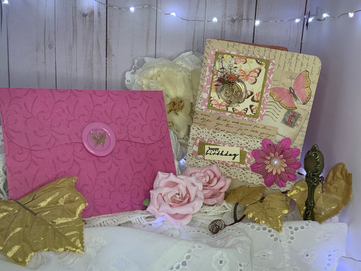 Pink Vintage Butterfly - Birthday Card